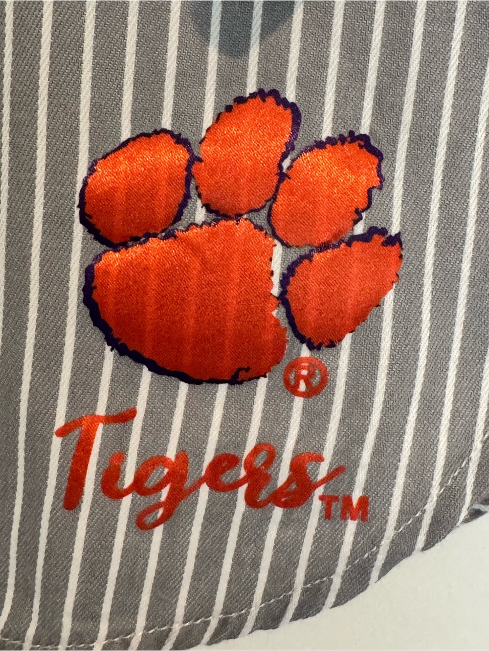 Clemson Tigers Gameday Couture Off Shoulder Striped Top M Gray White Cotton - Picture 5 of 10